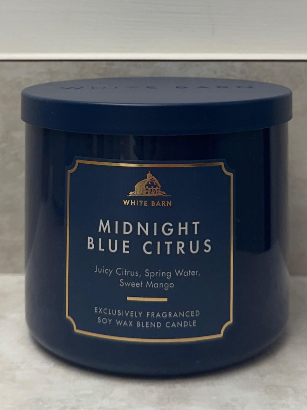 NWT White Barn Midnight Blue Citrus 3-Wick Candle bath and body works